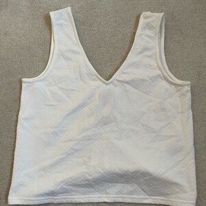 Madewell Cream Textured V-Neck Top